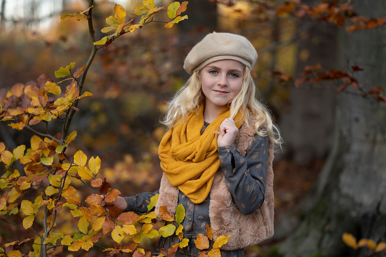 Unedited RAW capture of the autumn portrait, before the color grade