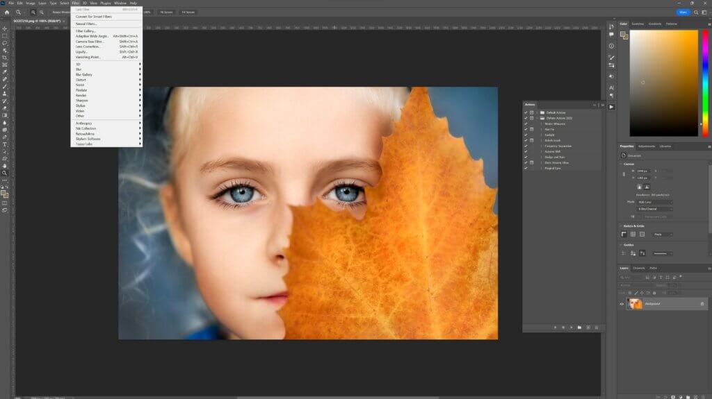 Editing interface in Photoshop CC 2023