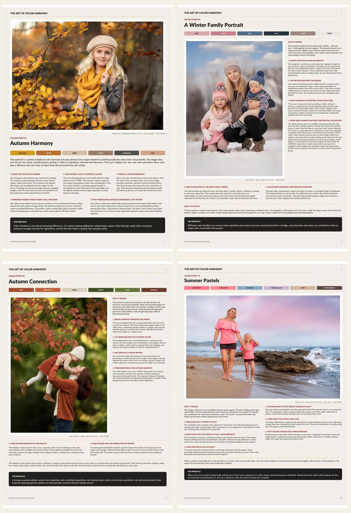 Preview pages showing portrait color studies